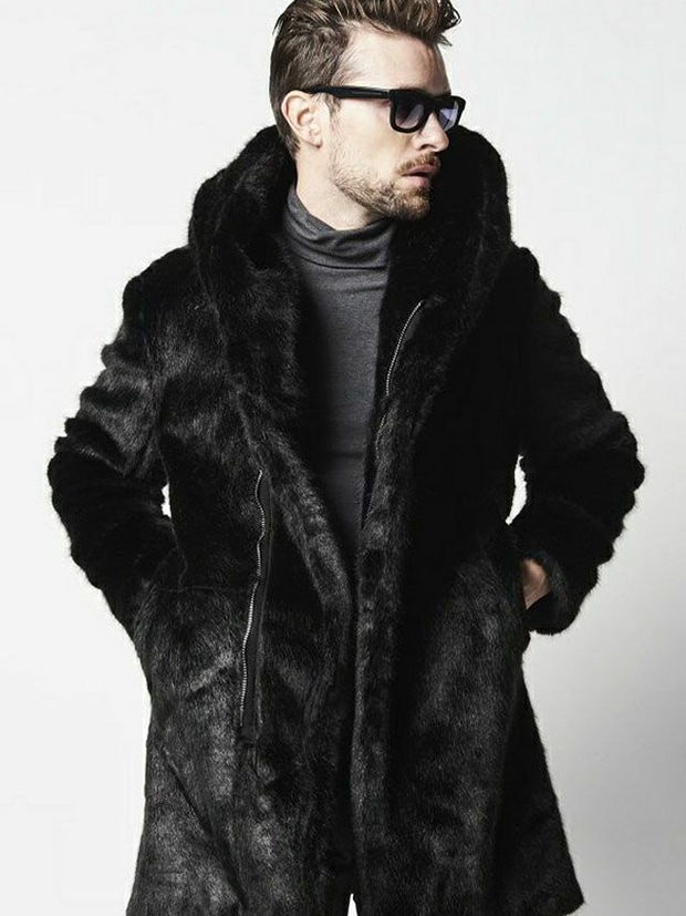 1PIU1UGUALE3 WRAP COAT / MODACRYL FUR (BLACK) | ALL ITEM