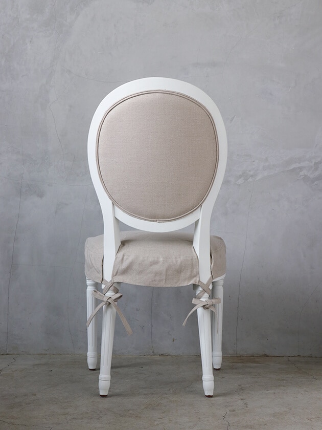 SGDダイニングチェアオーバルバック用シートカバーナチュラルリネン