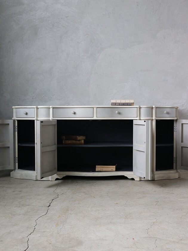 BlancNatureサイドボード ブルーグレー&オフホワイト