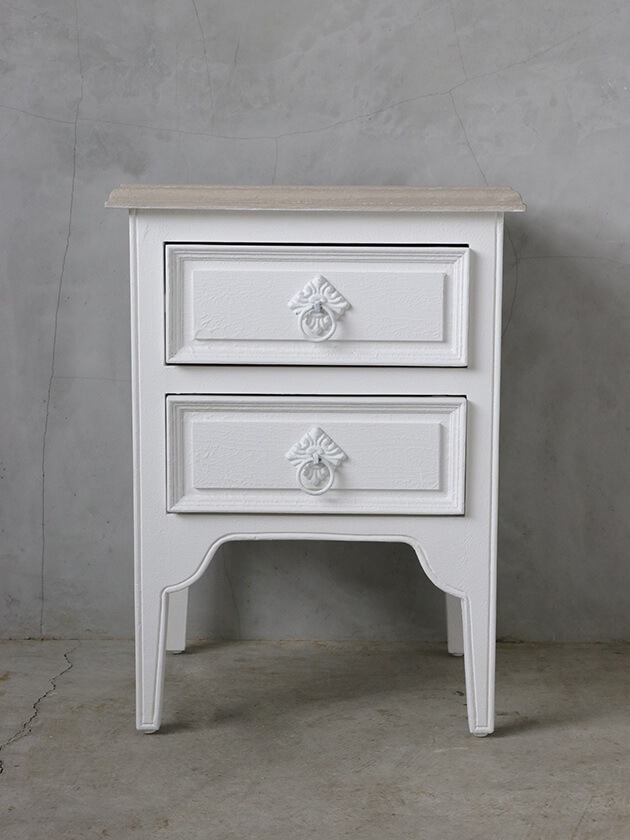 BLANC D'IVOIREサイドテーブルCHARLIEアンティークホワイトTOPヌアージュ