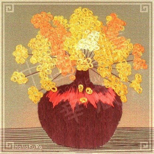 刺繍画 中国 蘇州 刺繍絵 07 円繍花 11.5cm 手刺繍 額無し | [書画08