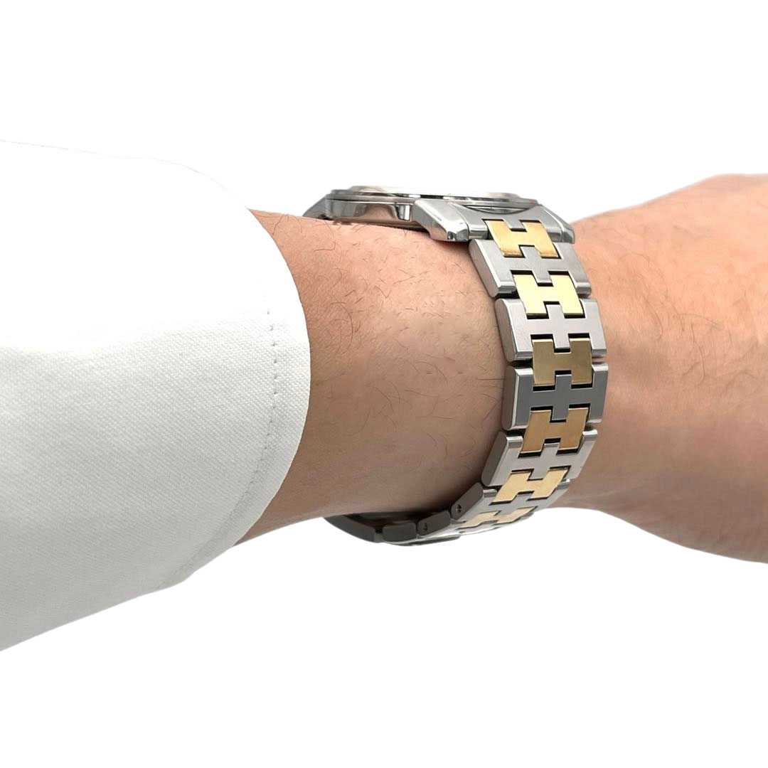 HERMES エルメス メンズ腕時計 キャリック QZ SS GP コンビ シルバー