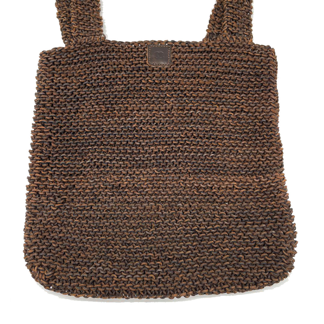 CHANEL シャネル トートバッグ 編み込みレザー ブラウン 5番台