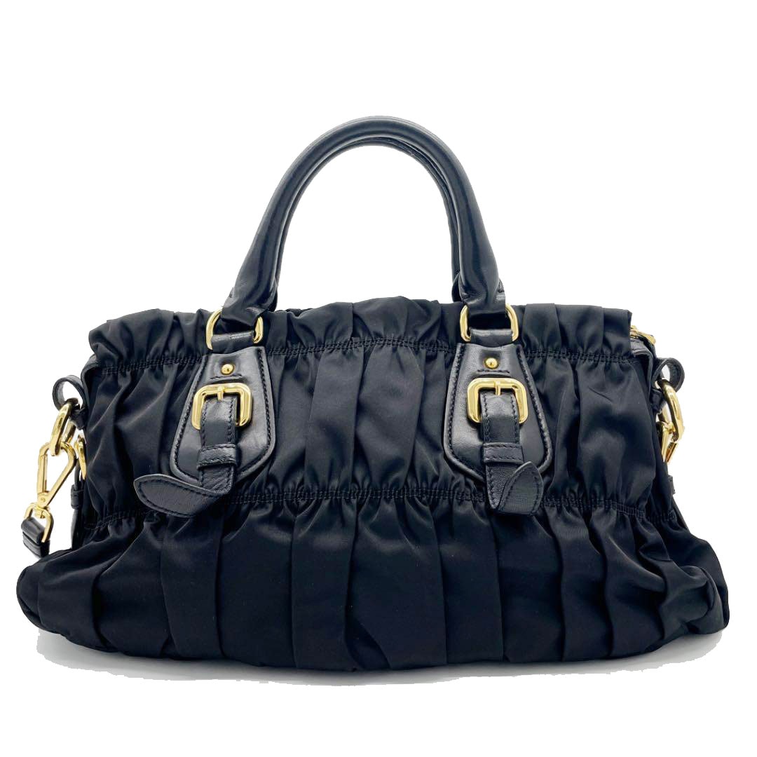 PRADA プラダ 2WAY ショルダーバッグ ナイロン レザー ブラック