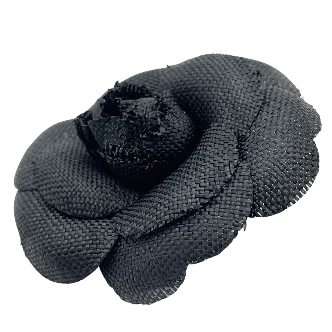 CHANEL シャネル コサージュ カメリア フラワー キャンバス ブラック