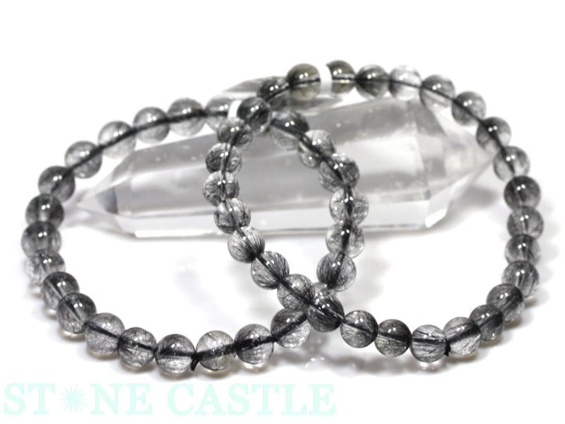 ☆高品質☆【ブレスレット】ブラックプラチナルチルクォーツ (3A) (約7