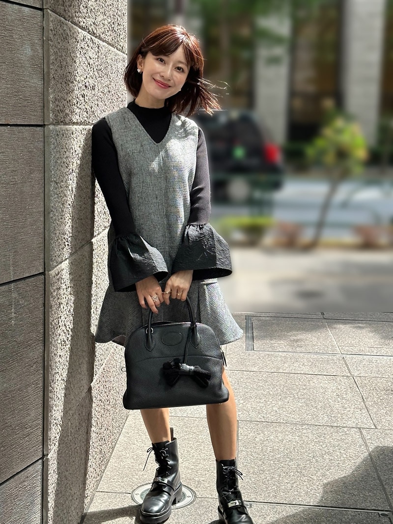 美品」maje グレー黒ツイードミニワンピース maje グレー黒ツイード