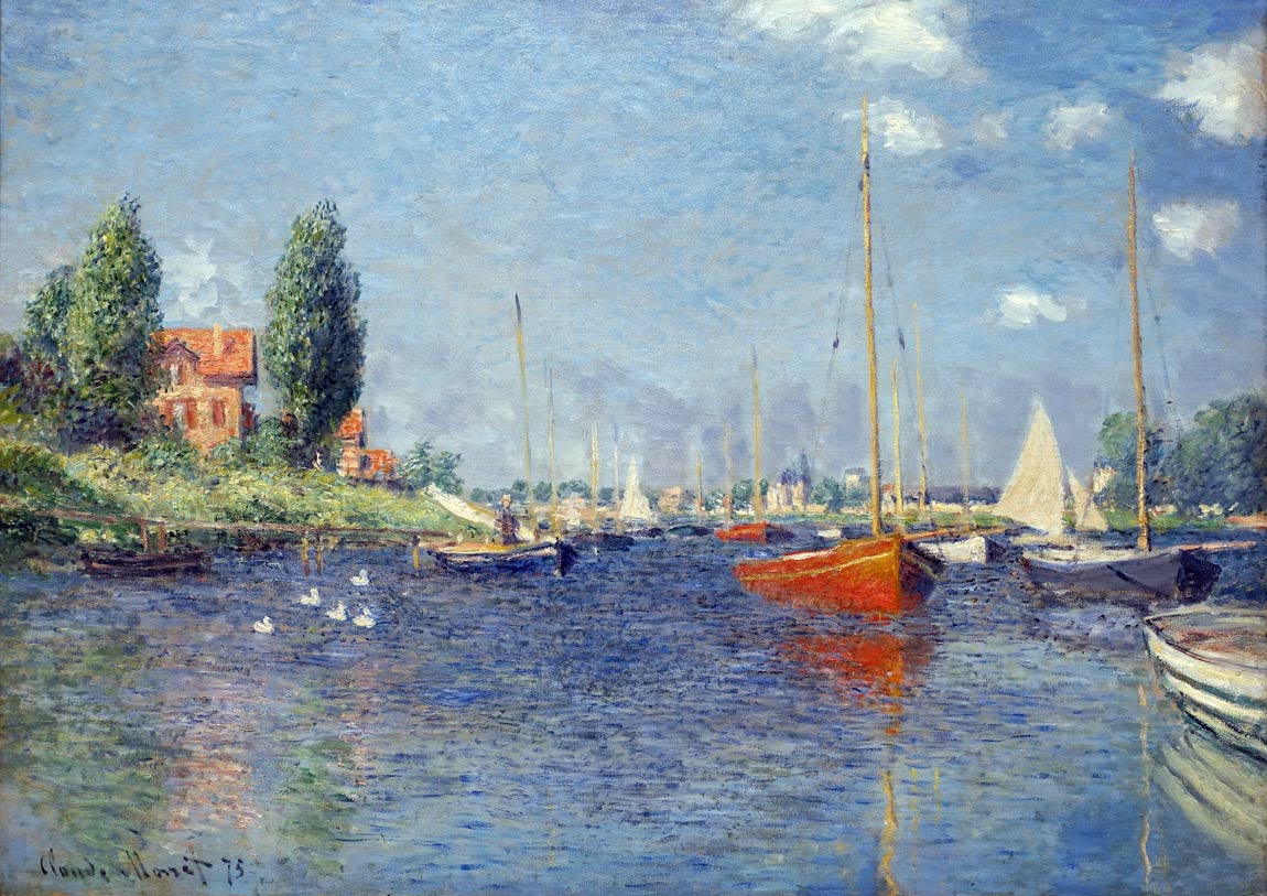 モネ アルジャントゥイユの赤い船 ジークレーポスター四辺フチ無