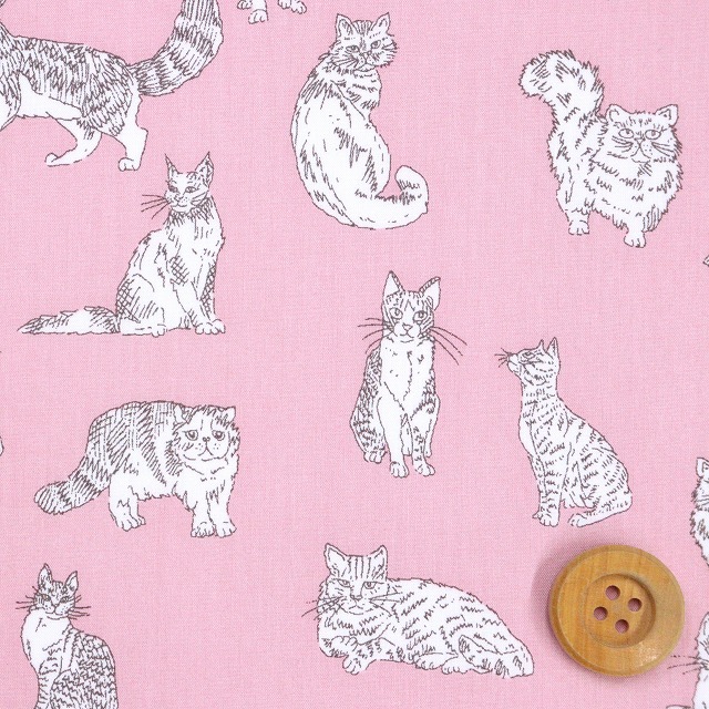 リバティ・ファブリックス タナローン（MEOW ミャオウ）ピンク