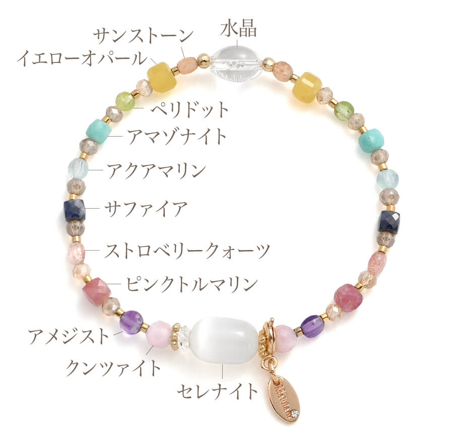 Selene Rainbow セレナイト クンツァイト アメジスト ピンクトルマリン