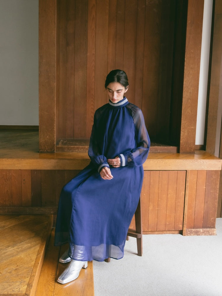 Cord Embroidery Long Dress｜結婚式やお呼ばれに｜シフォンワンピース