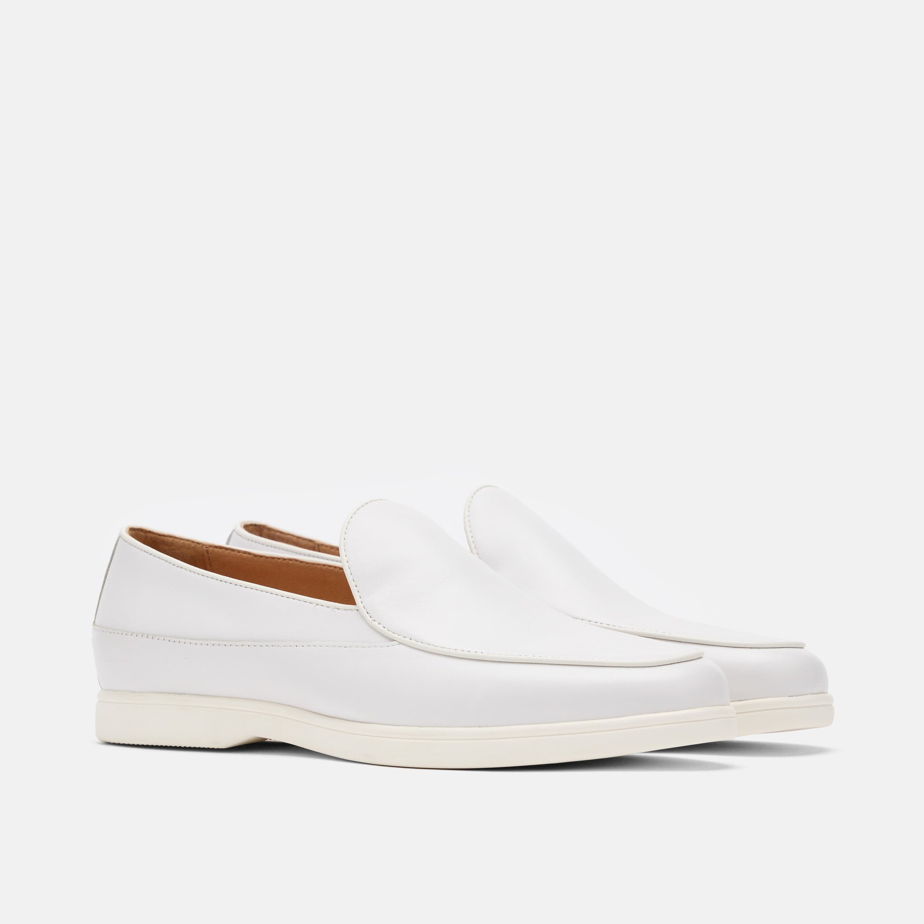 Alessandro White Leather Venetian Loafers