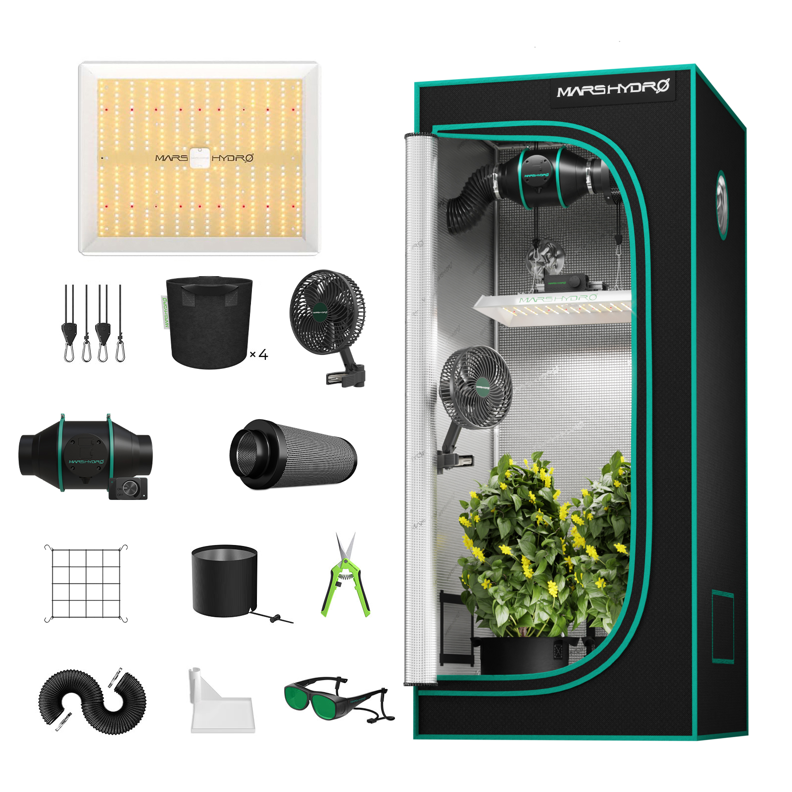TS-1000」 LEDライト、「70x70cm」成長テントキット- Mars Hydro JP