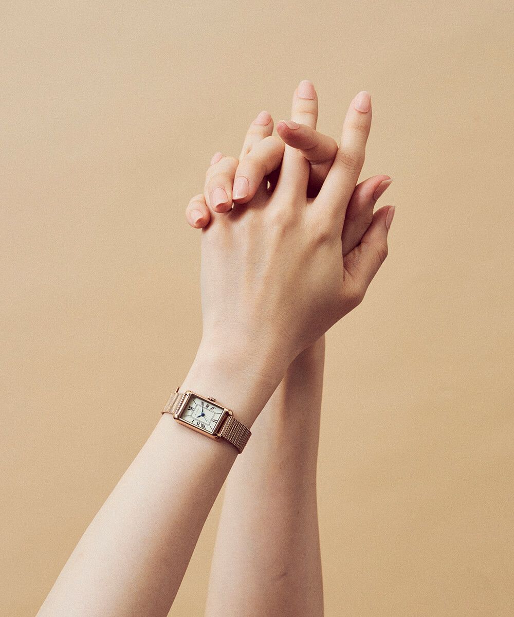 MATOW マトウ TSUKI 朧月 / SQUARE ROSE GOLD MESH レディース 腕時計