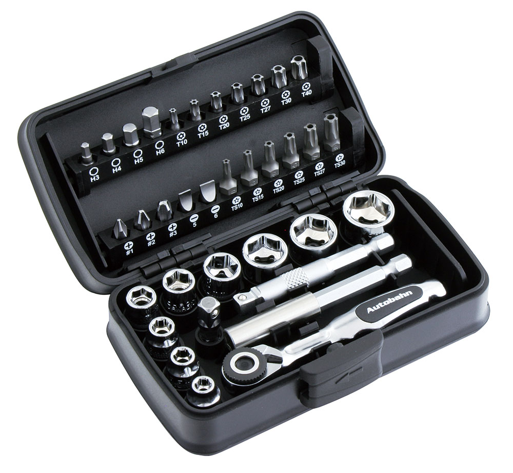 ハンドツール機器類：35PC.1/4”DR. ミニラチェット スタビーソケット