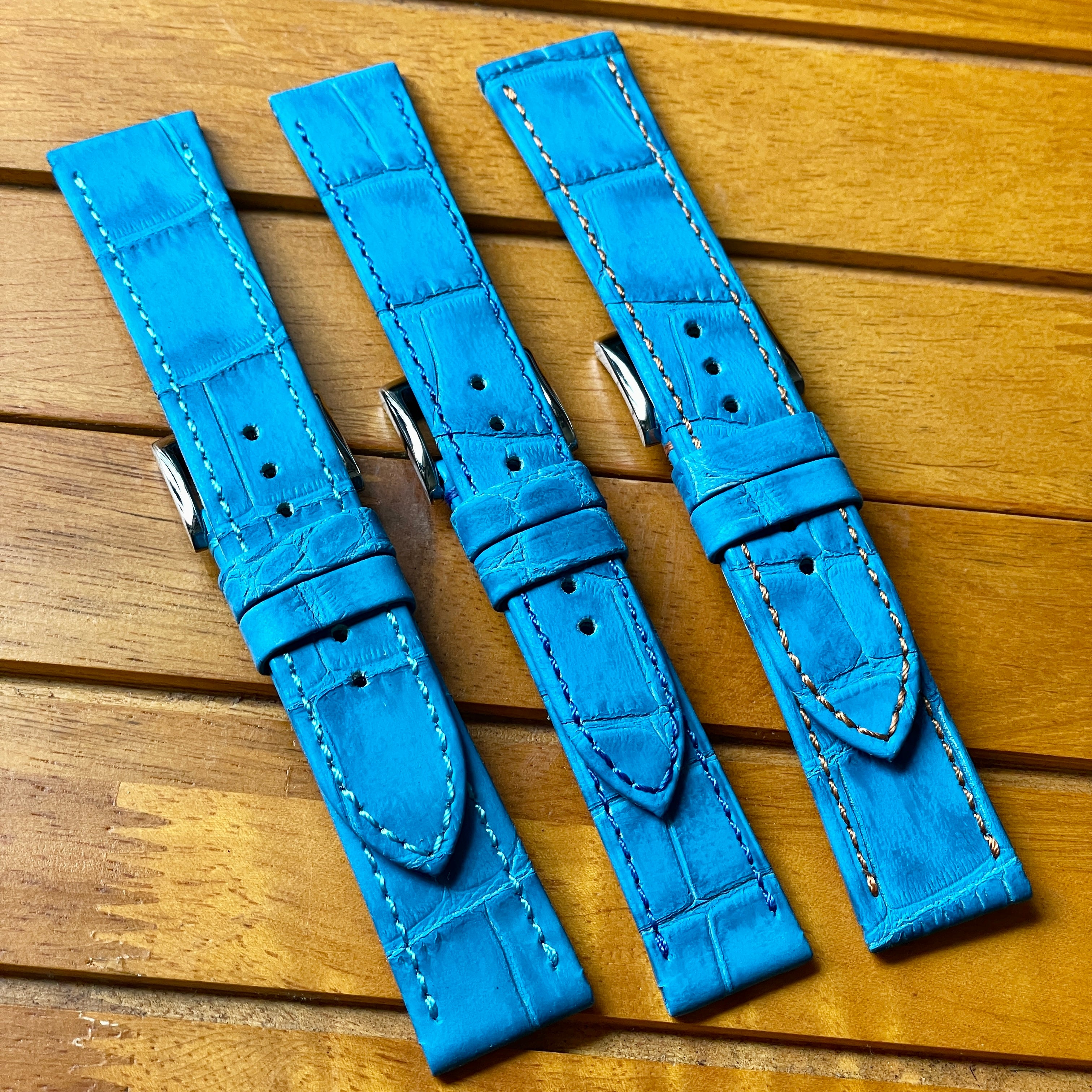 ウレタン無双】ターコイズブルークロコ型押し 18㎜・20㎜ – 松下庵
