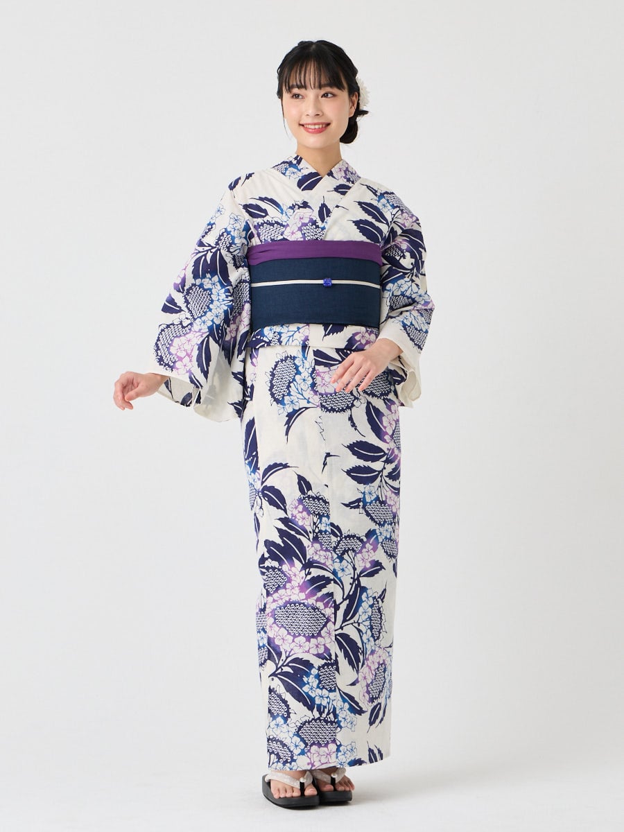 浴衣単品「 注染 額紫陽花 」(FREE ホワイト): ふりふ ｜ミマツ