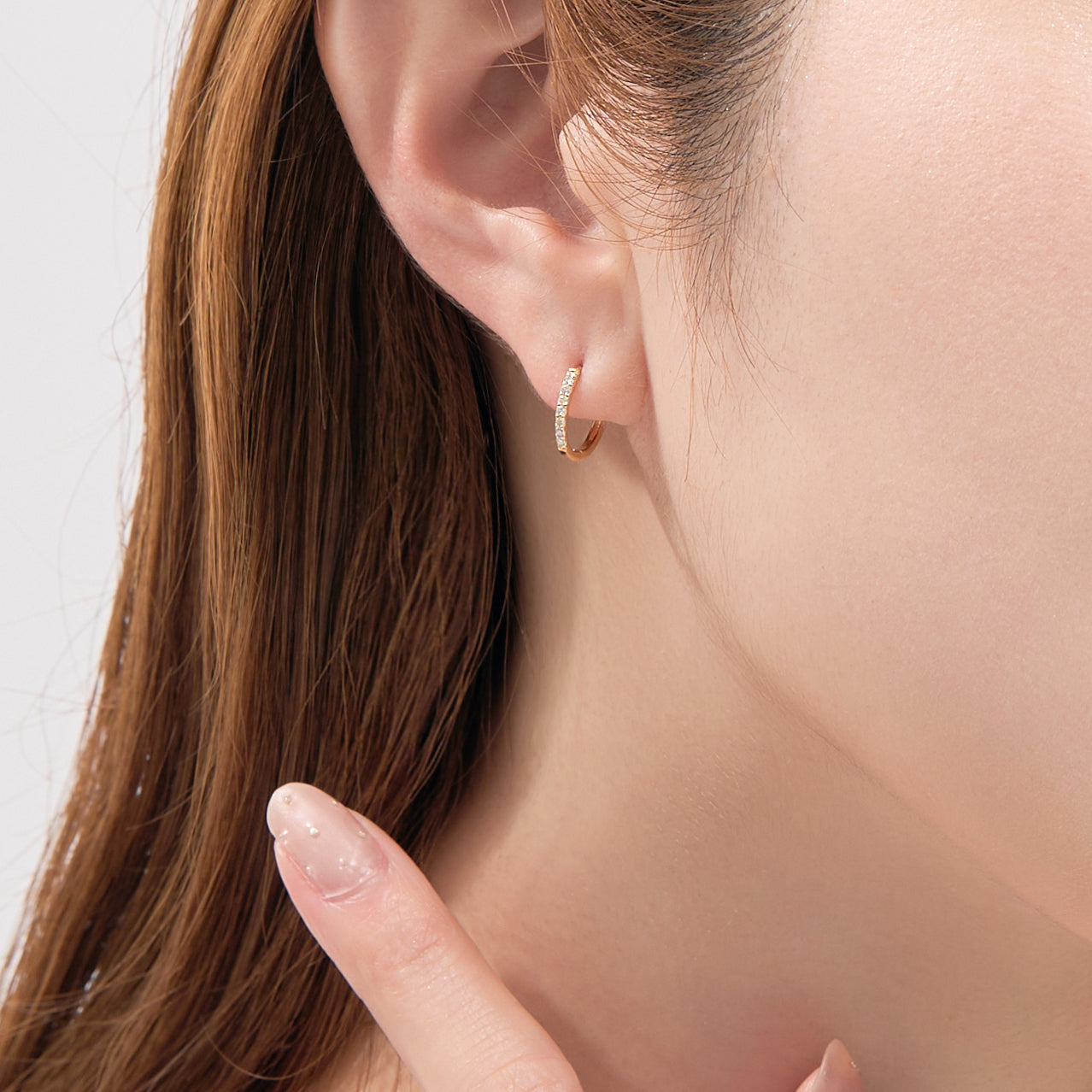 K10YG ダイヤモンド 計0.08ct フープピアス- me.（エムイードット）