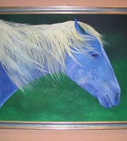 ゆかりのある馬の絵画「青い馬」モンゴルの画家の絵です。 - Picture