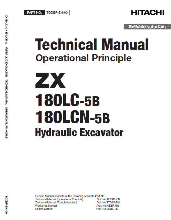 Hitachi ZX180LC-5B and ZX180LC-5G Excavator Service Repair Manual