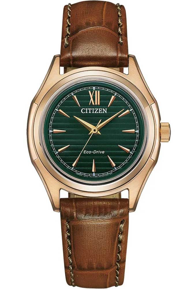 Citizen Eco-Drive women's watch | Elegant green dial with rose
