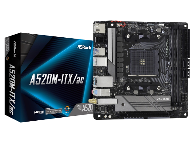 ASRock A520M-ITX/ac AMD 500シリーズ Socket AM4対応 AMD A520チップ