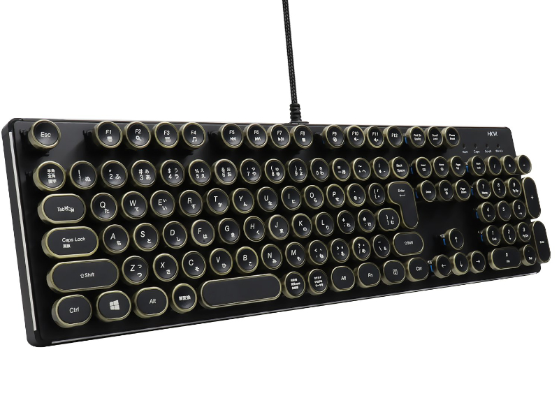 HKW HKW タイプライター風メカニカルキーボード 青軸 JIS規格 109キー
