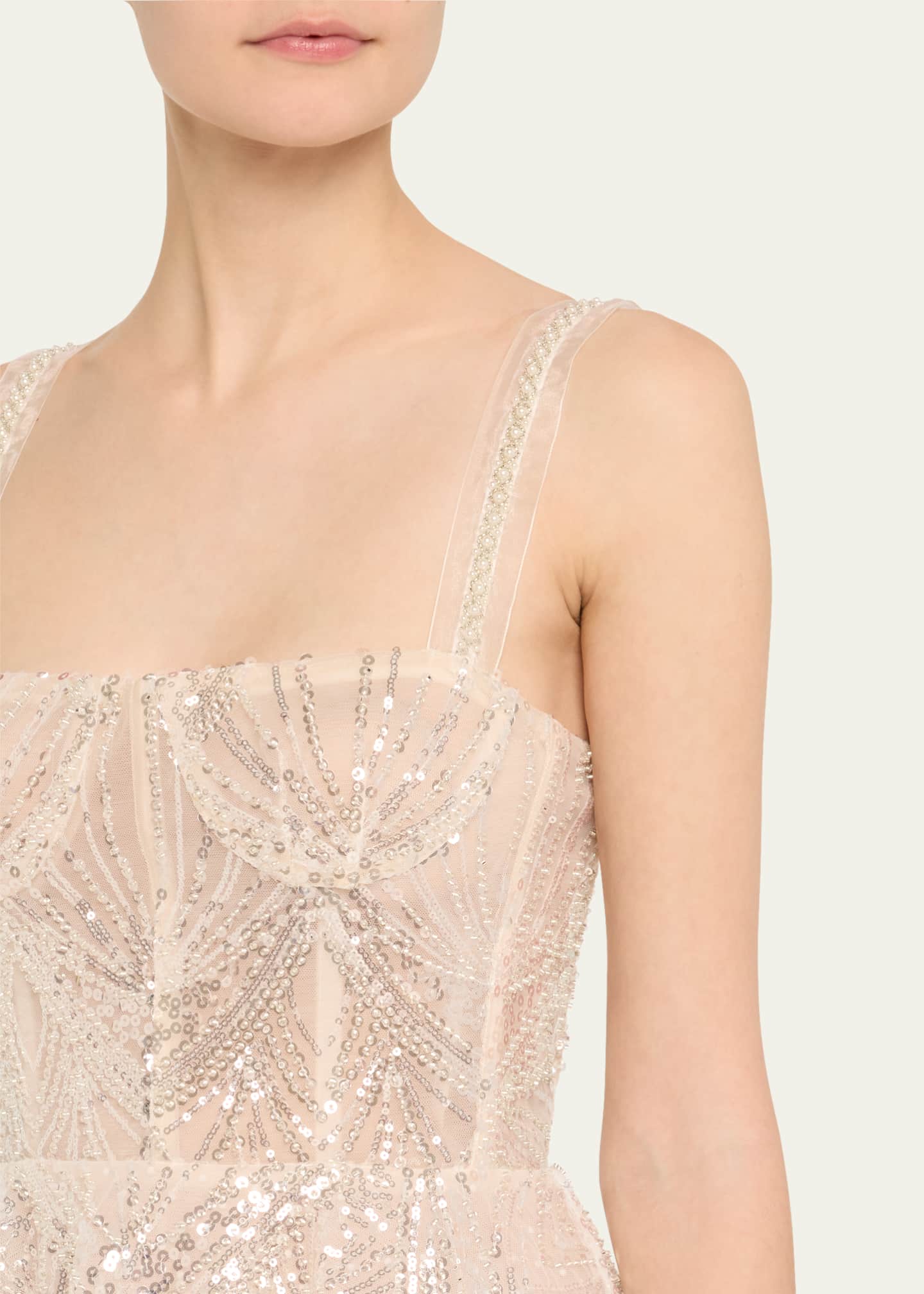 Bronx and Banco Mademoiselle Beaded Feather-Trim Mini Dress