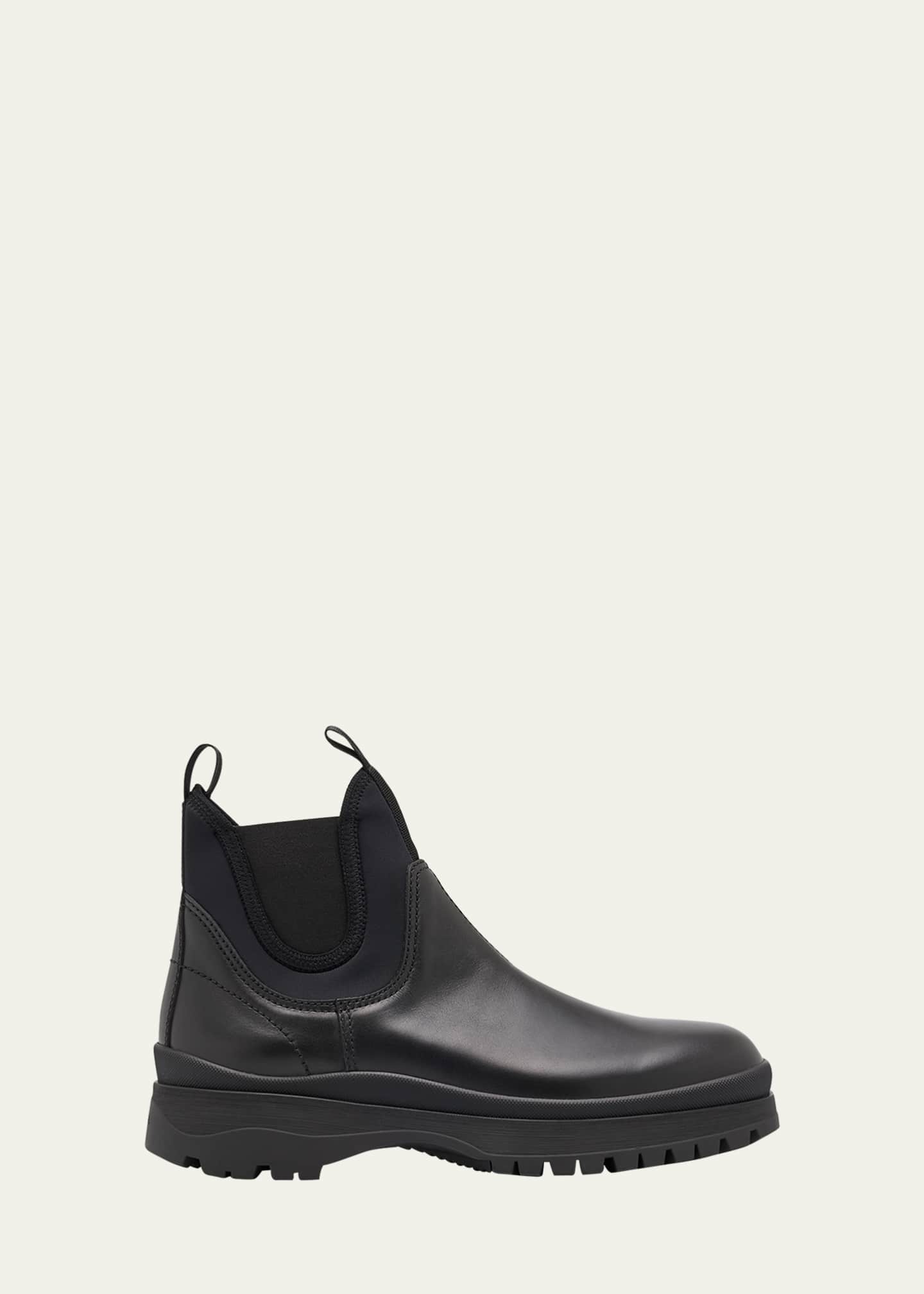 Prada Men's Brixxen Leather and Neoprene Chelsea Boots - Bergdorf