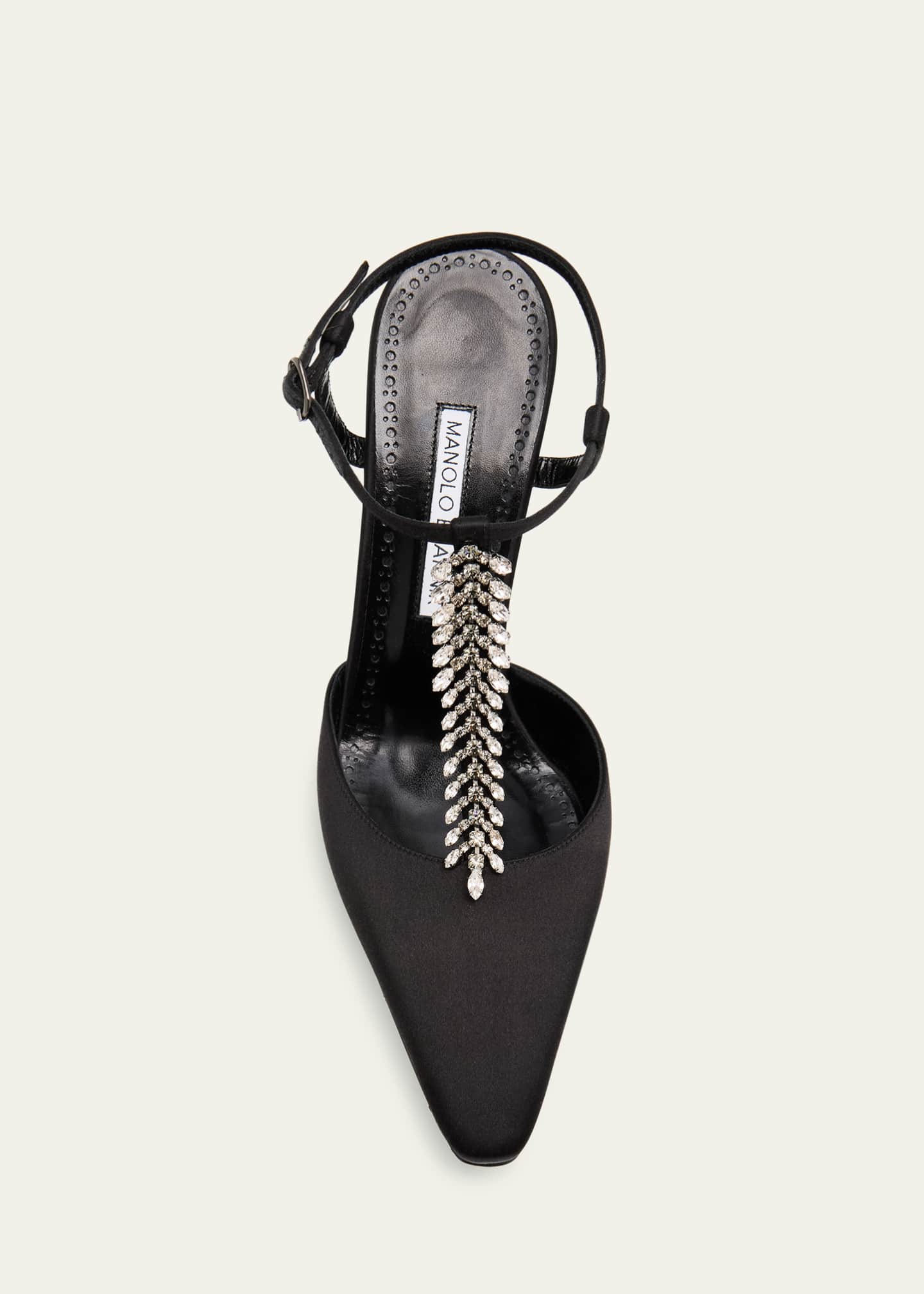 Manolo Blahnik Sufik Embellished Satin T-Strap Pumps - Bergdorf