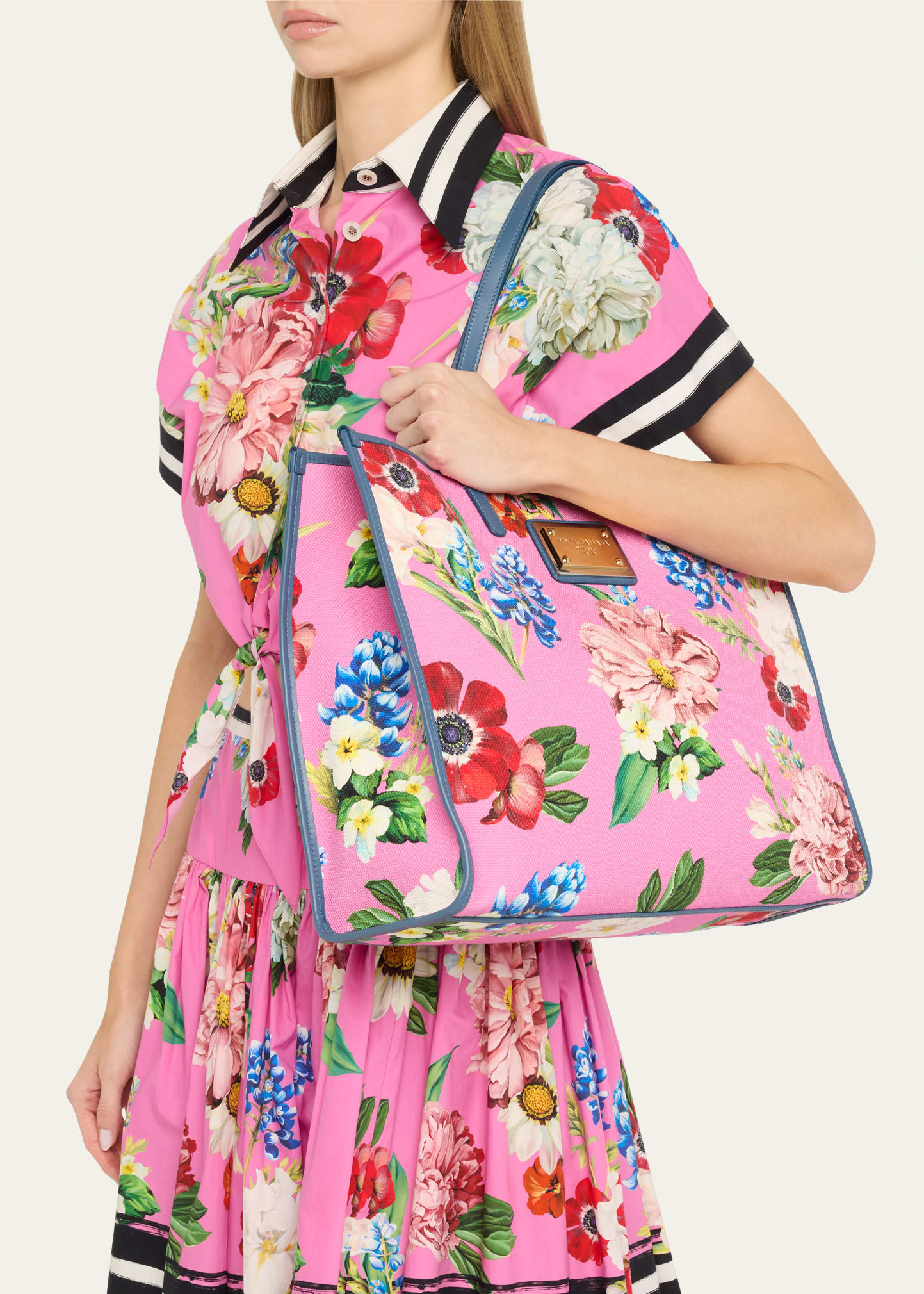 Dolce&Gabbana Floral Canvas Tote Bag - Bergdorf Goodman