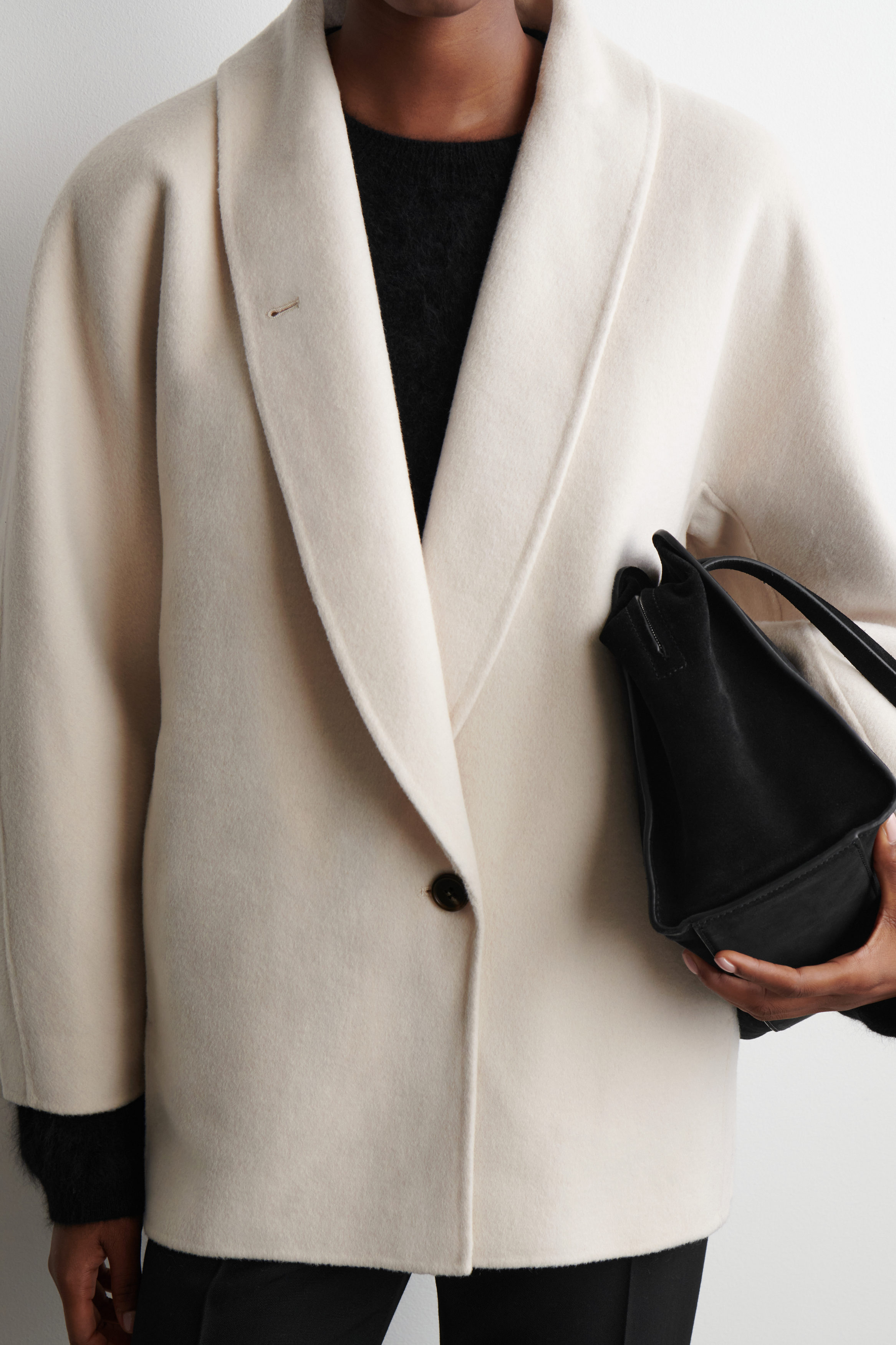 DOUBLE-FACED WOOL PEA JACKET - IVORY | COS