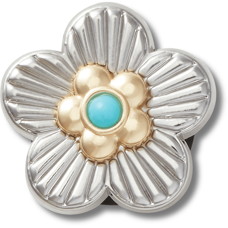 クロックス公式】シルバー ターコイズ フラワー | ジビッツ チャーム