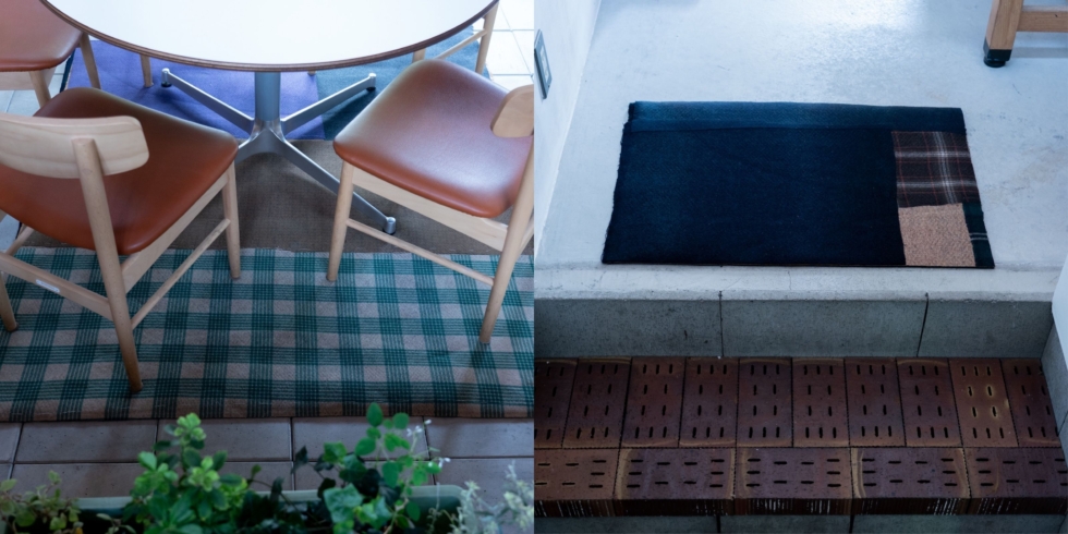 尾州産のウール生地を再利用した 一点もののラグマットRUG LIFESTOCK