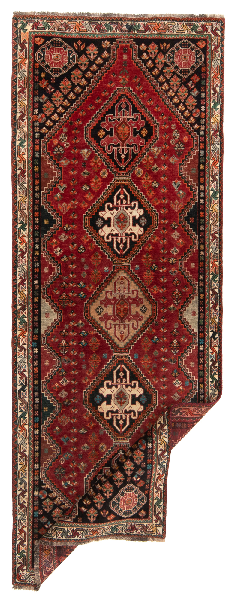 Shiraz Ghashghai Persian Rug Red 261 x 96 cm