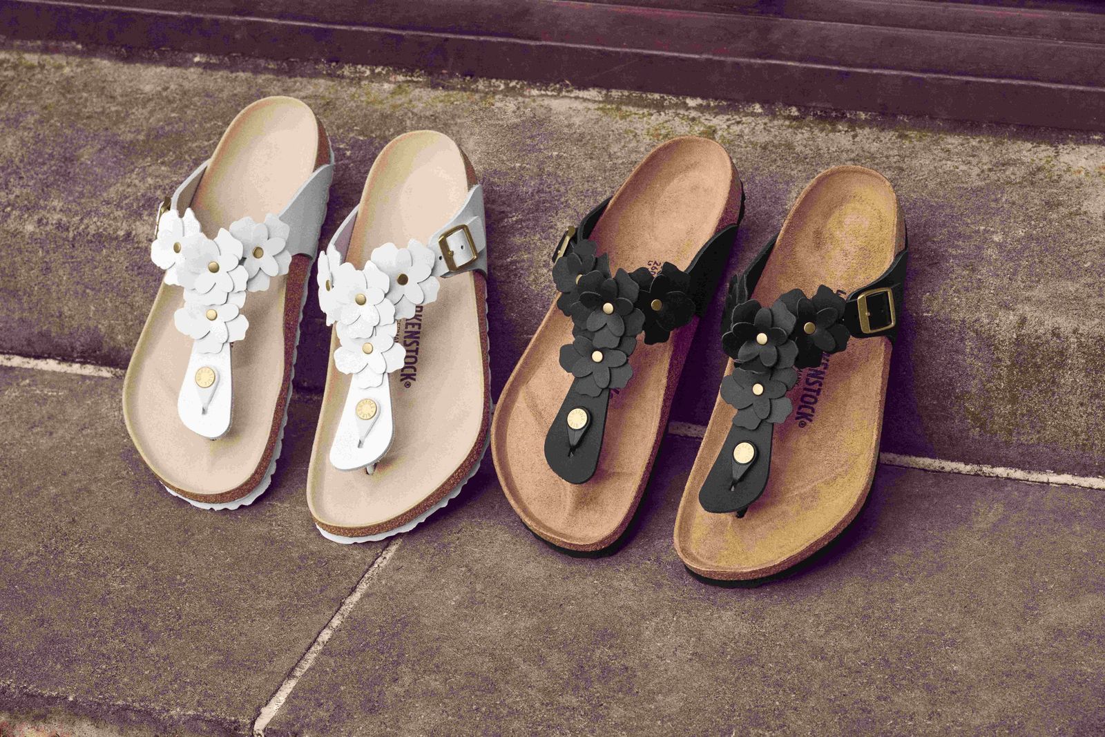 ビルケンシュトック、足元に花が咲くギゼ フラワー／GIZEH FLOWERを