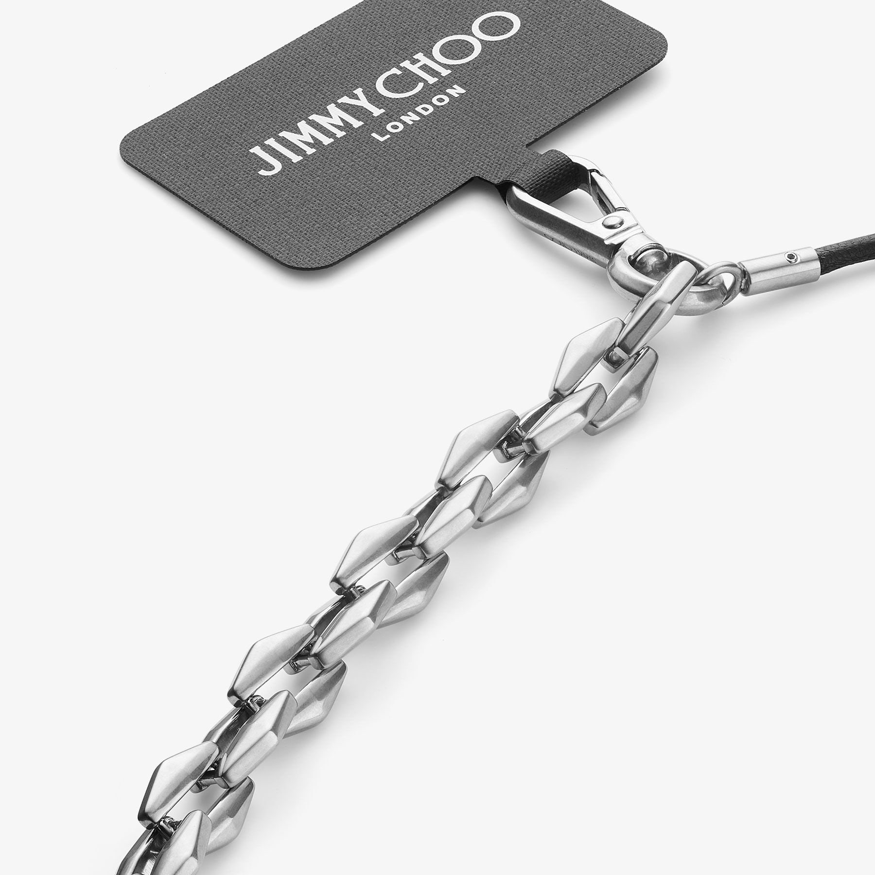 ダイヤモンド ストラップ フォン ホルダー | ブラック レザー