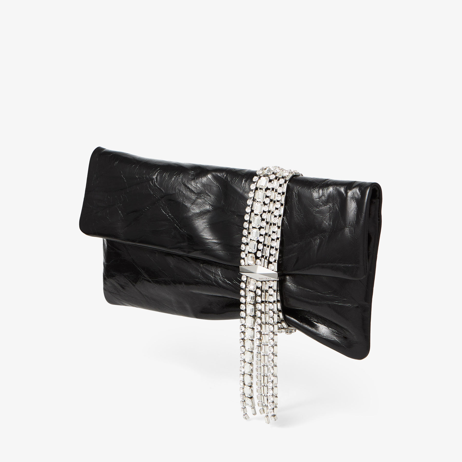 ザンドラ | ブラック ビンテージメタリックレザー・クラッチバッグ