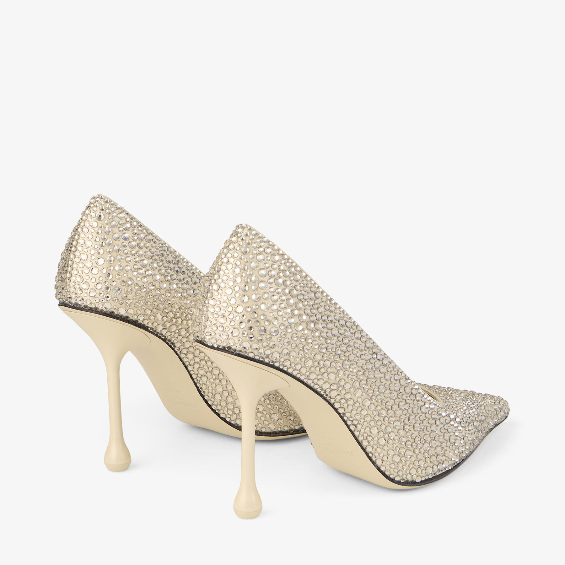 Ixia 95 | Yellow Buttermilk Satin Rhinestones Pumps | JIMMY CHOO
