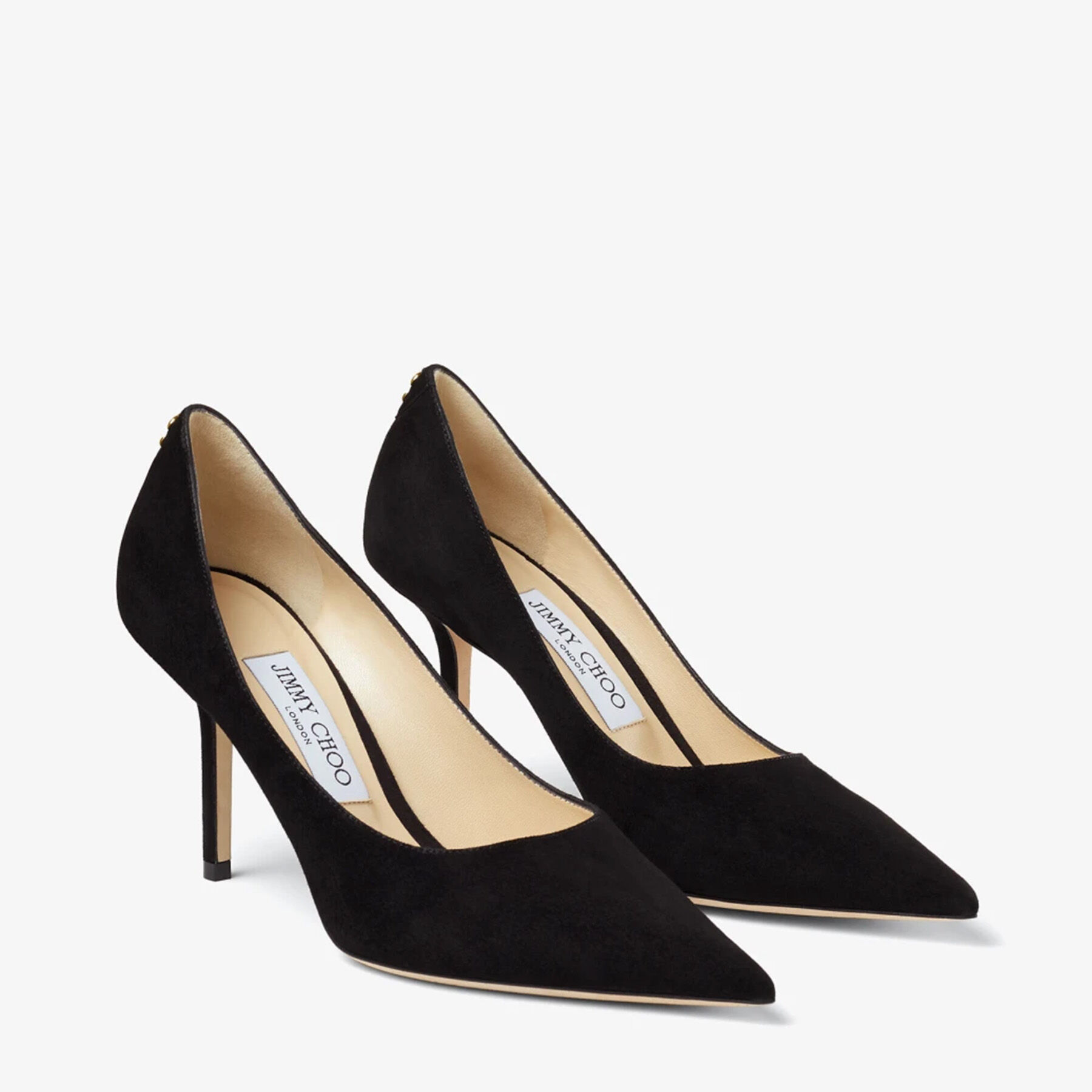 Black Suede Pointed Pumps with JC Emblem |LOVE 85 | Autumn Winter