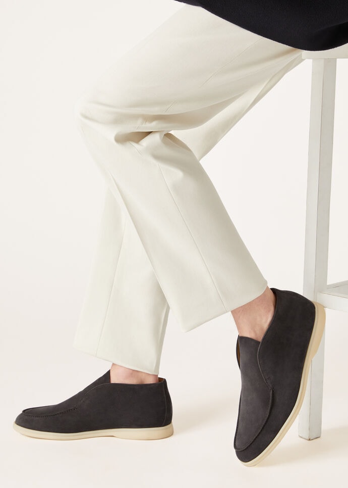 オープン・ウォーク・アンクルブーツ スエード キャビア | ロロ