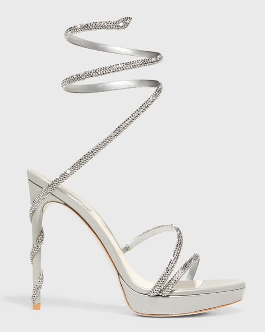Rene Caovilla Strass Snake-Wrap Platform Sandals | Neiman Marcus