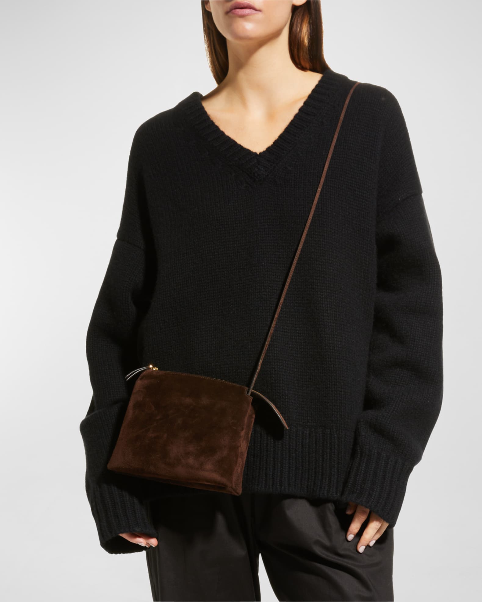THE ROW Nu Twin Mini Crossbody in Suede | Neiman Marcus