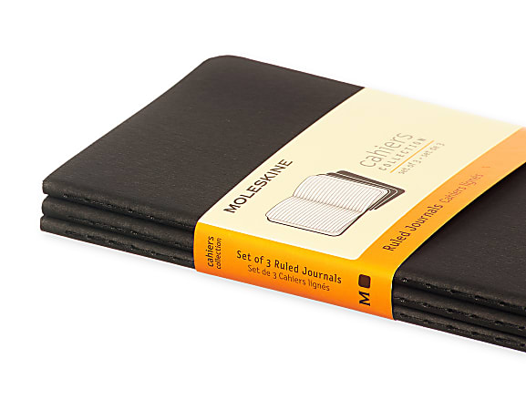 Moleskine Cahier Journals 3 12 x 5 12 Ruled 64 Pages Black Set Of
