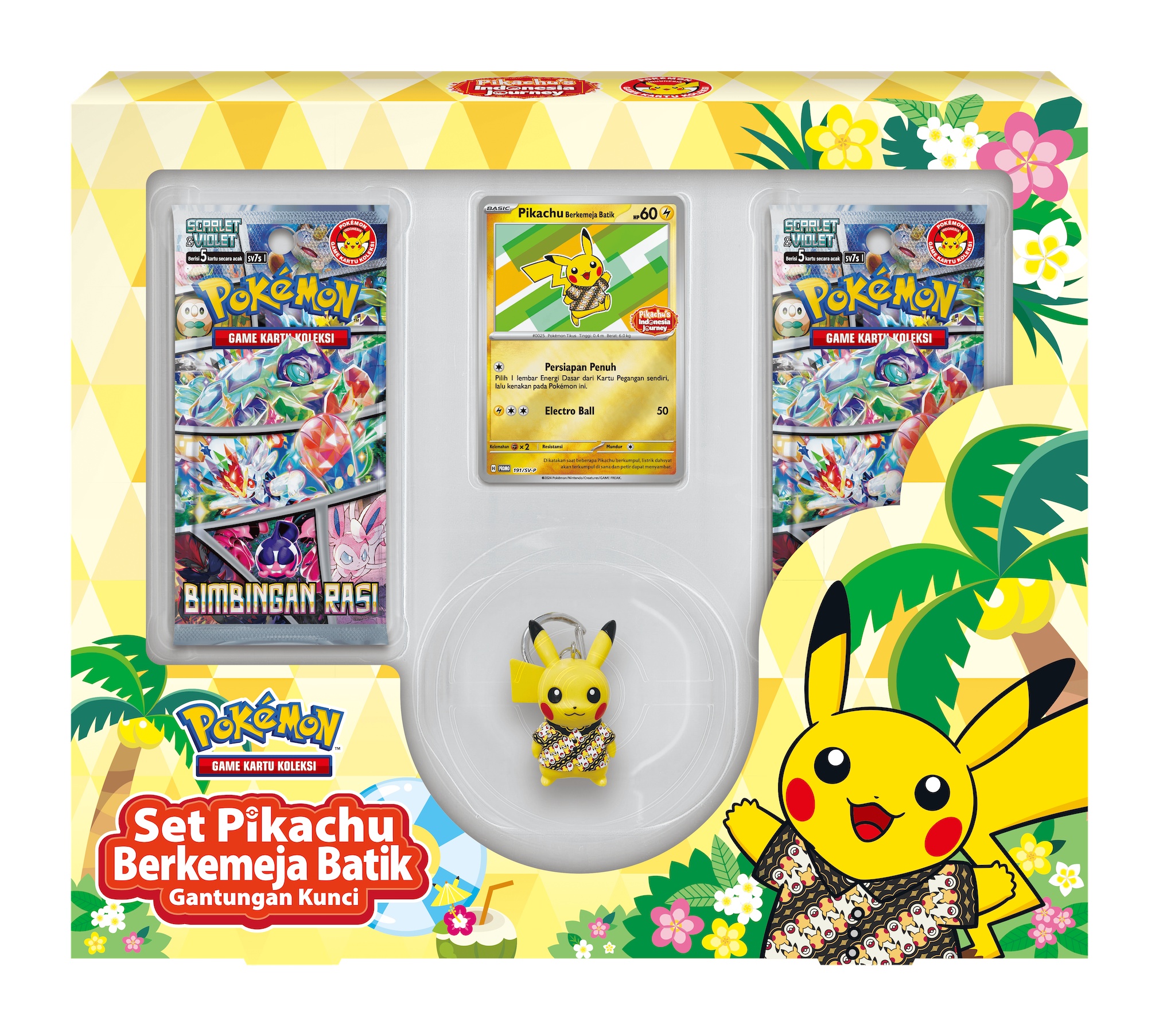 Pokémon TCG: Scarlet & Violet - Batik Shirt Pikachu Keychain Set