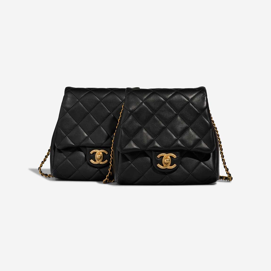 Chanel Double Crossbody Bag Small Lamb Black | SACLÀB