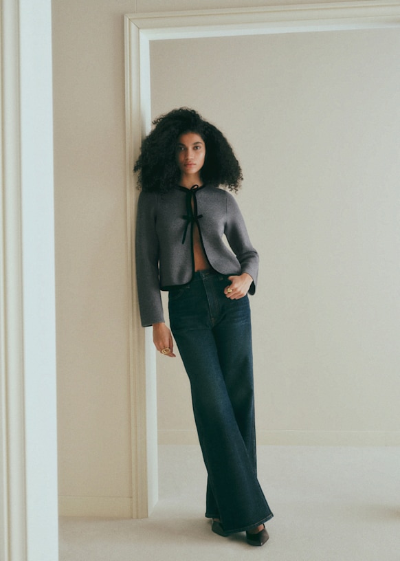 Susie Cardigan - Ecru with Black Details - Sézane