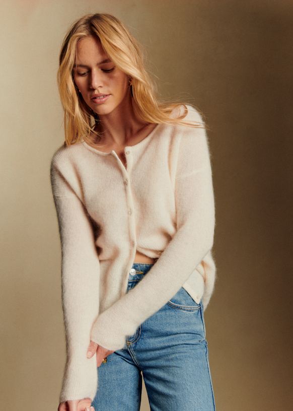 Gaspardカーディガン - エクリュ - スーパーキッドモヘア - Sézane