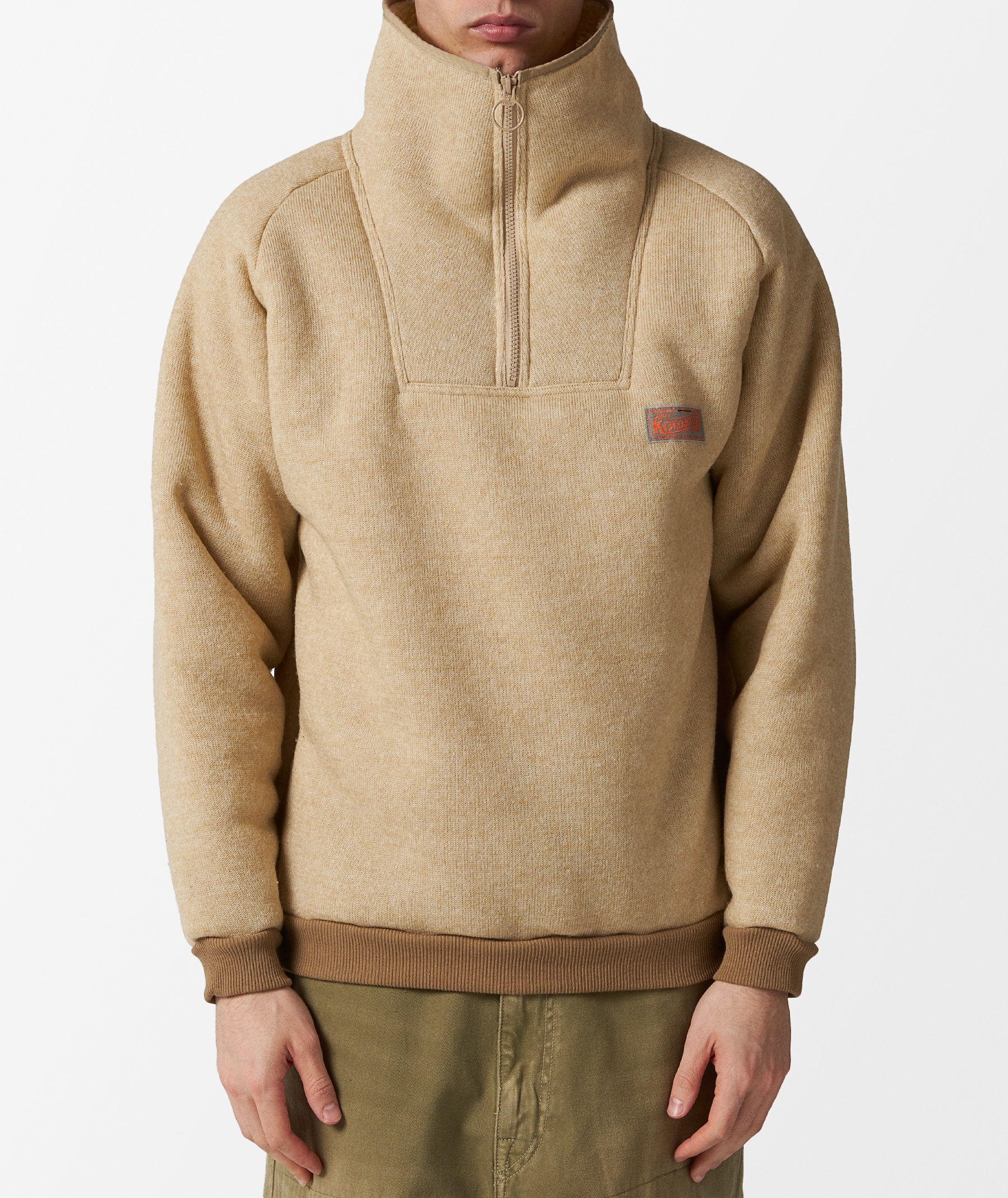 KAPITAL Boa Fleece Zip Alpine Pullover in Beige | SVD USA