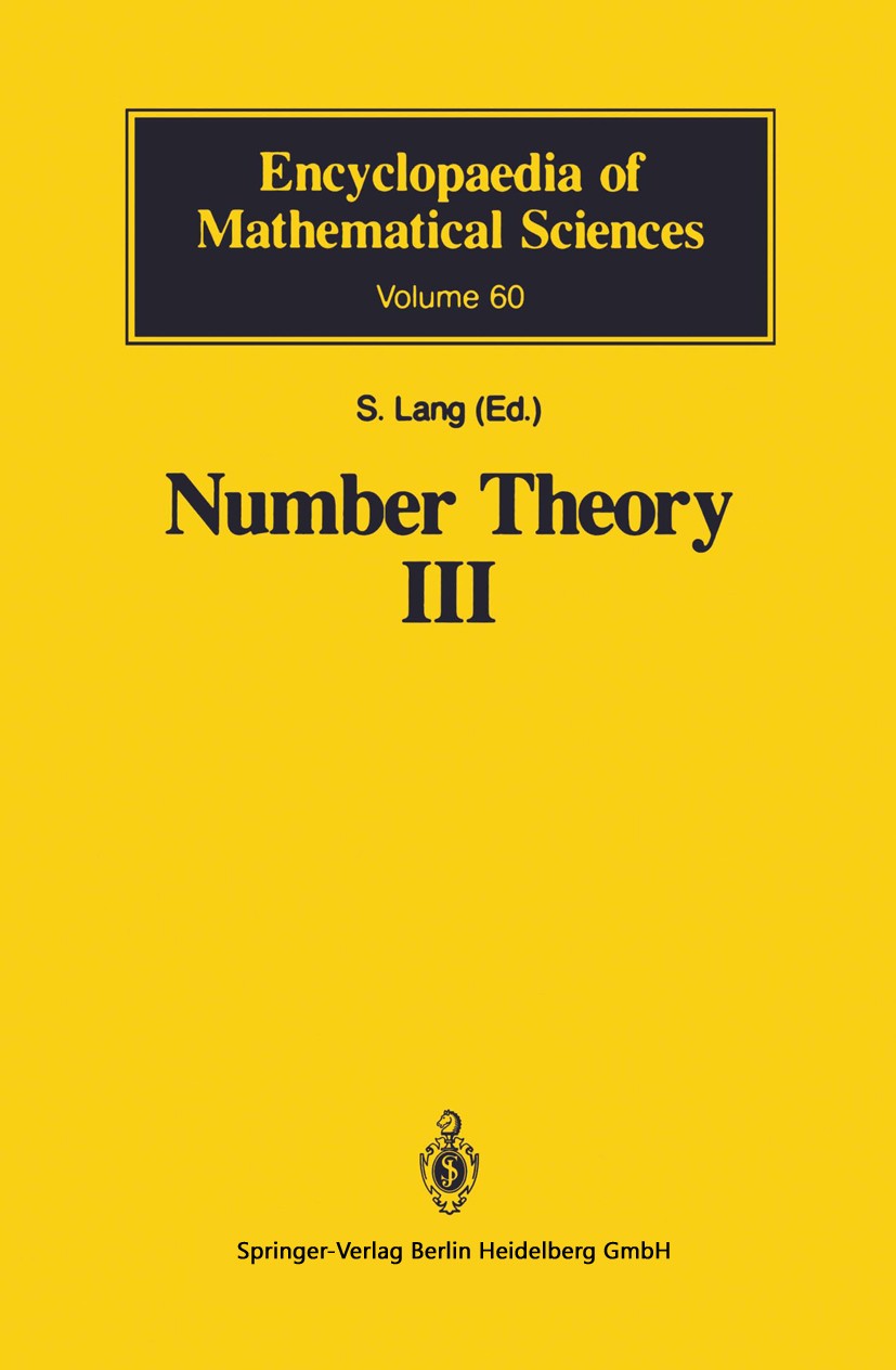 Number Theory III: Diophantine Geometry | Springer Nature Link